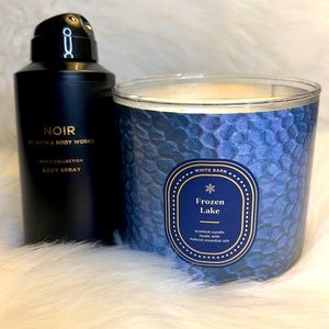 Bath&BodyWorks Candle & Men's Bodycare Bundle New frozen lake candle & mens Noir
